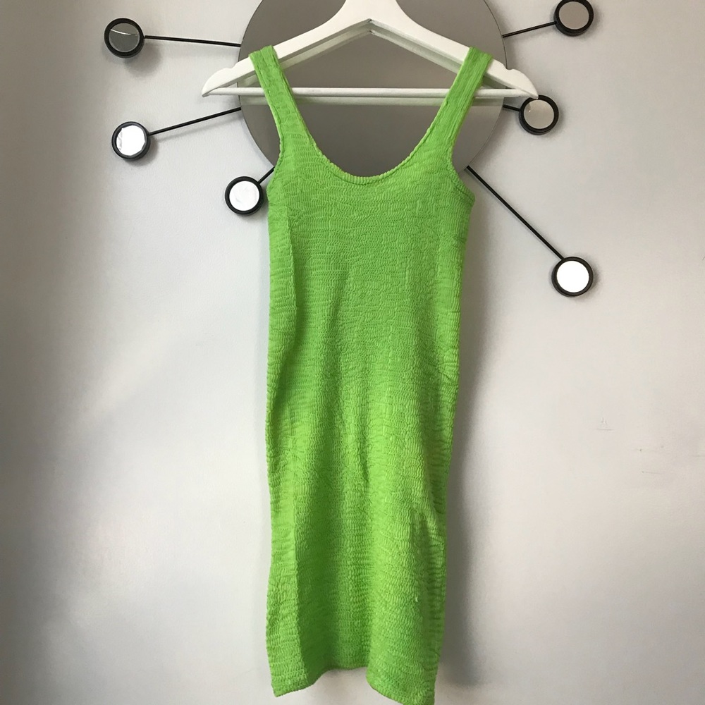 Vintage neon green bodycon dress